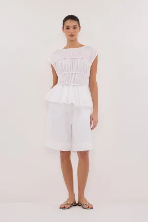 Dissh KAYLA WHITE LINEN BERMUDA SHORT
