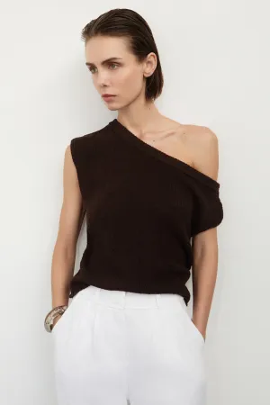 Dissh KERRY CHOC ASYM KNIT TOP