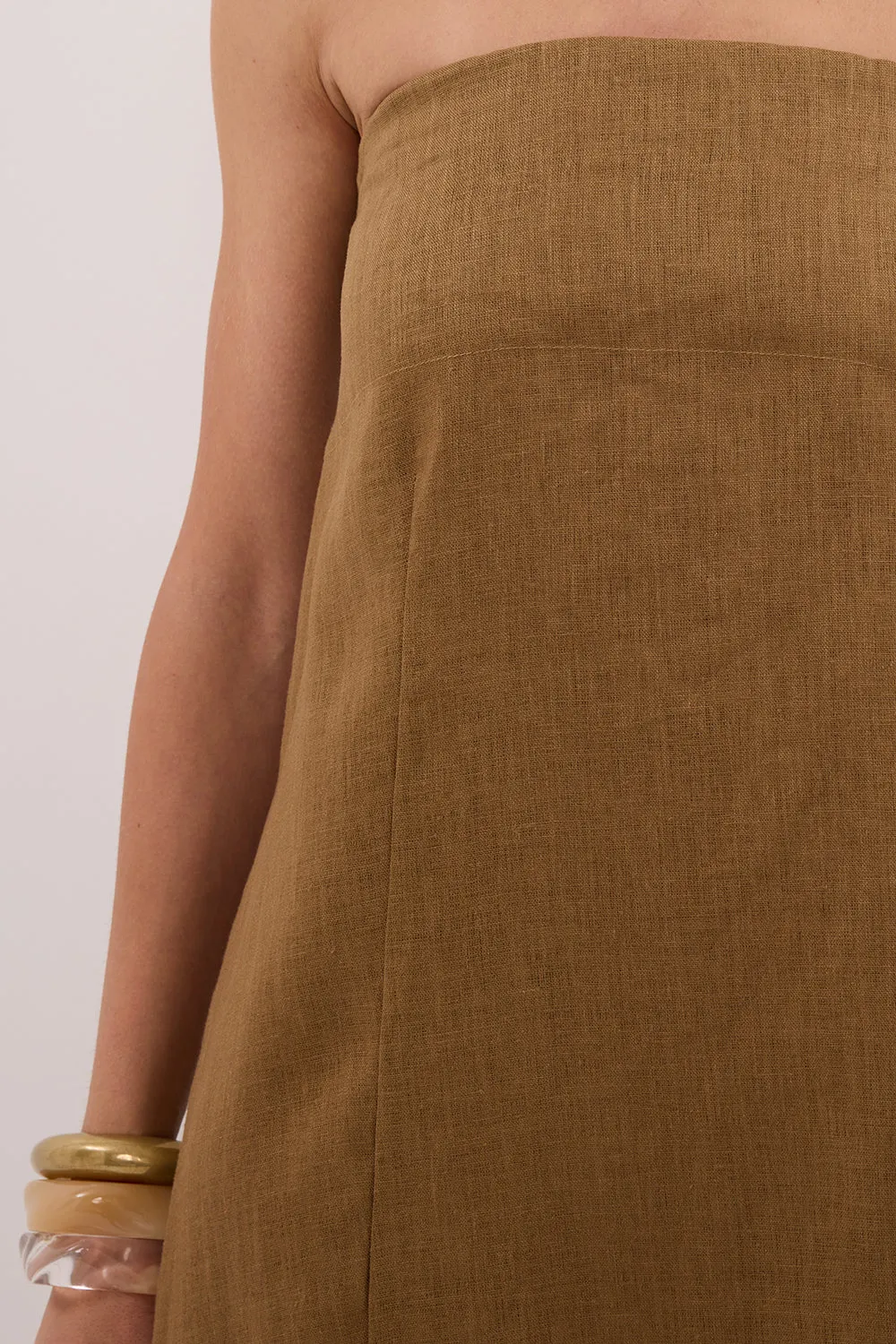 Dissh KINSLEY FERN LINEN STRAPLESS MIDI DRESS