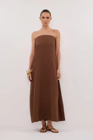 Dissh KINSLEY FONDANT LINEN STRAPLESS MIDI DRESS
