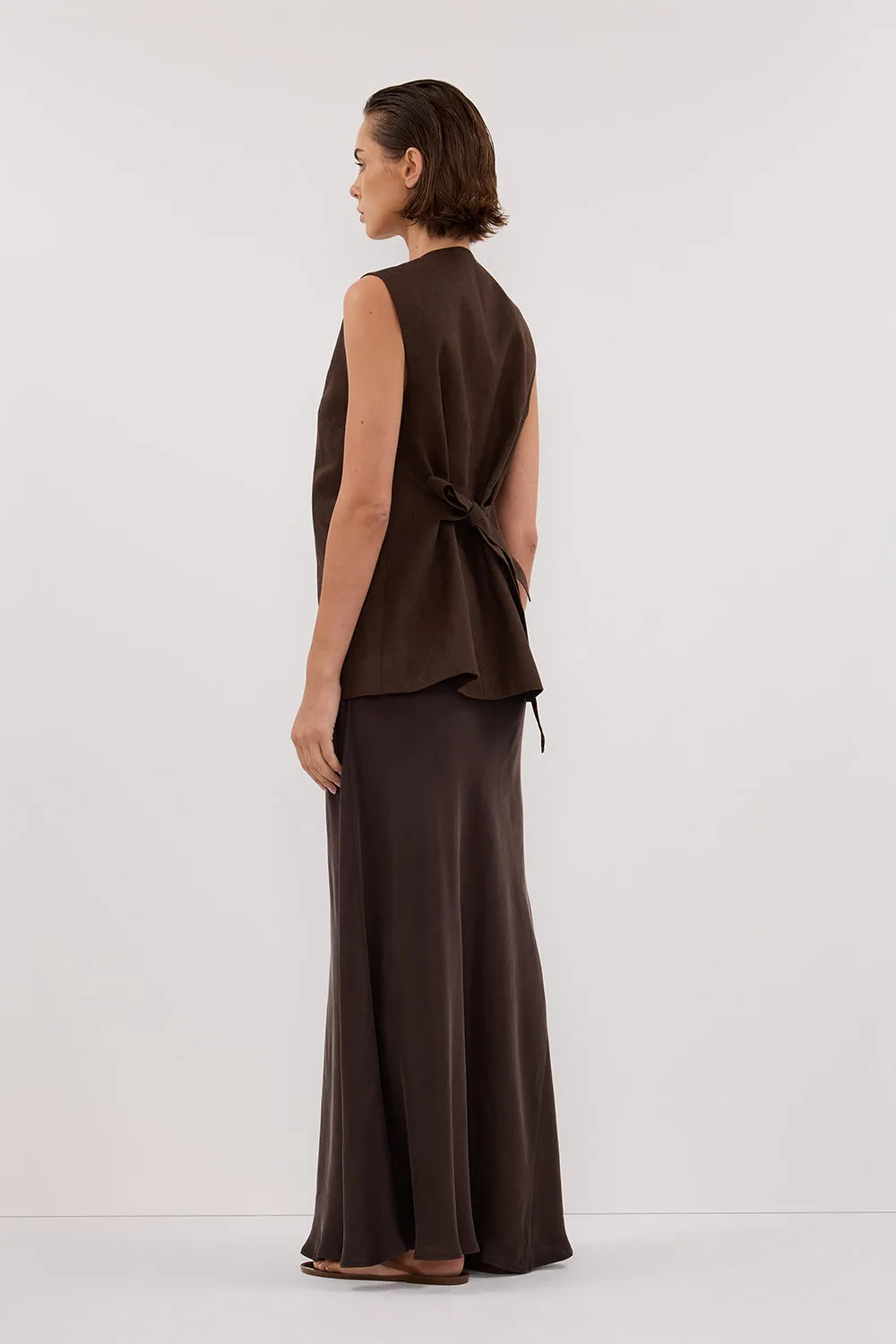 Dissh KNOX BITTER CHOC LINEN VEST