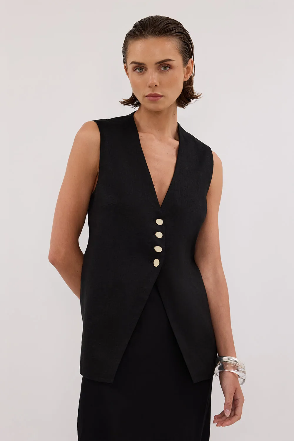 Dissh KNOX BLACK LINEN VEST
