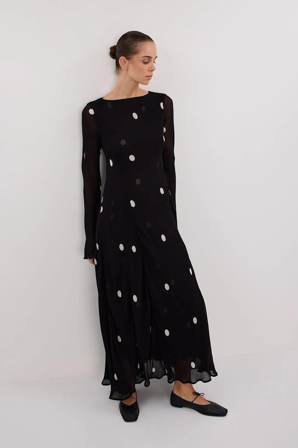 Dissh LAURA BLACK SPOT MIDI DRESS