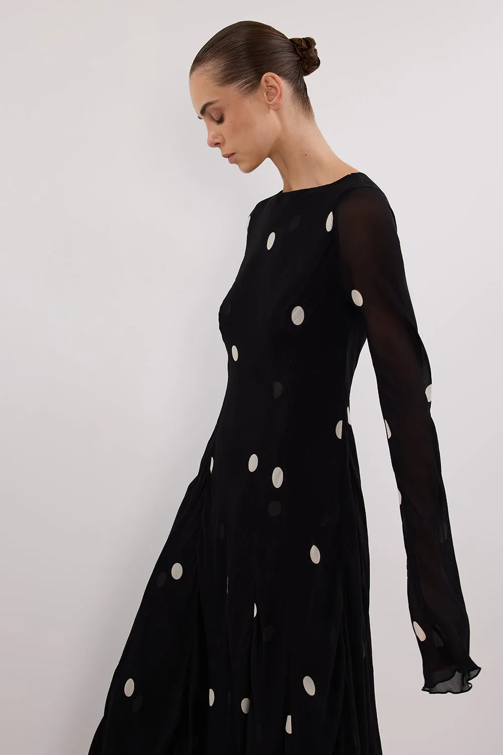 Dissh LAURA BLACK SPOT MIDI DRESS