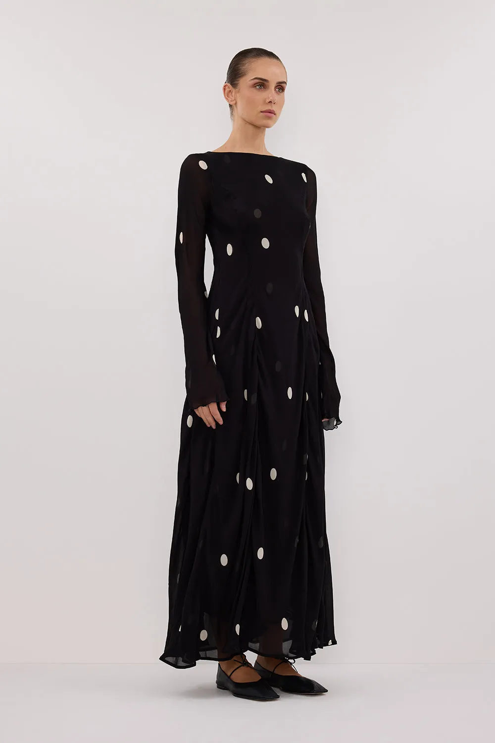Dissh LAURA BLACK SPOT MIDI DRESS