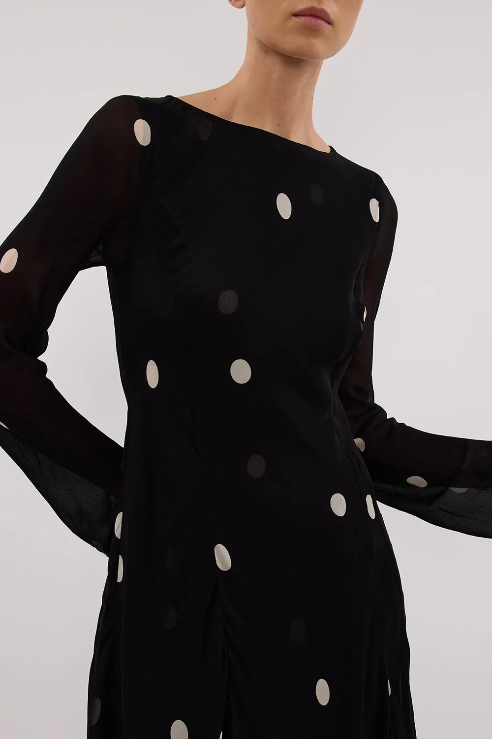 Dissh LAURA BLACK SPOT MIDI DRESS