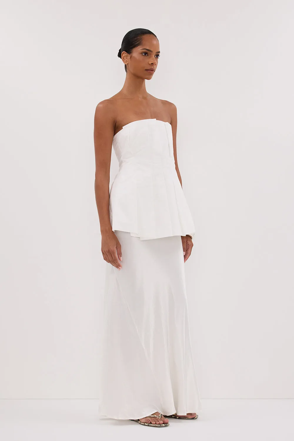 Dissh LILLY WHITE PLEATED STRAPLESS TOP