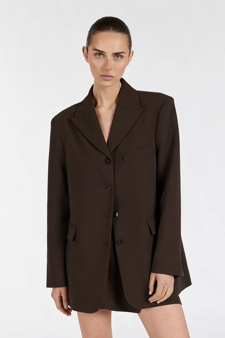 Dissh LIV BITTER CHOC BOYFRIEND BLAZER