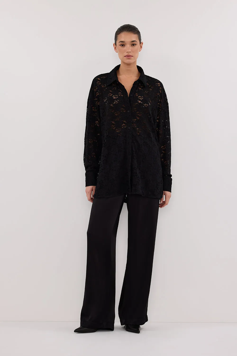 Dissh LOULA BLACK LACE LONG SLEEVE SHIRT