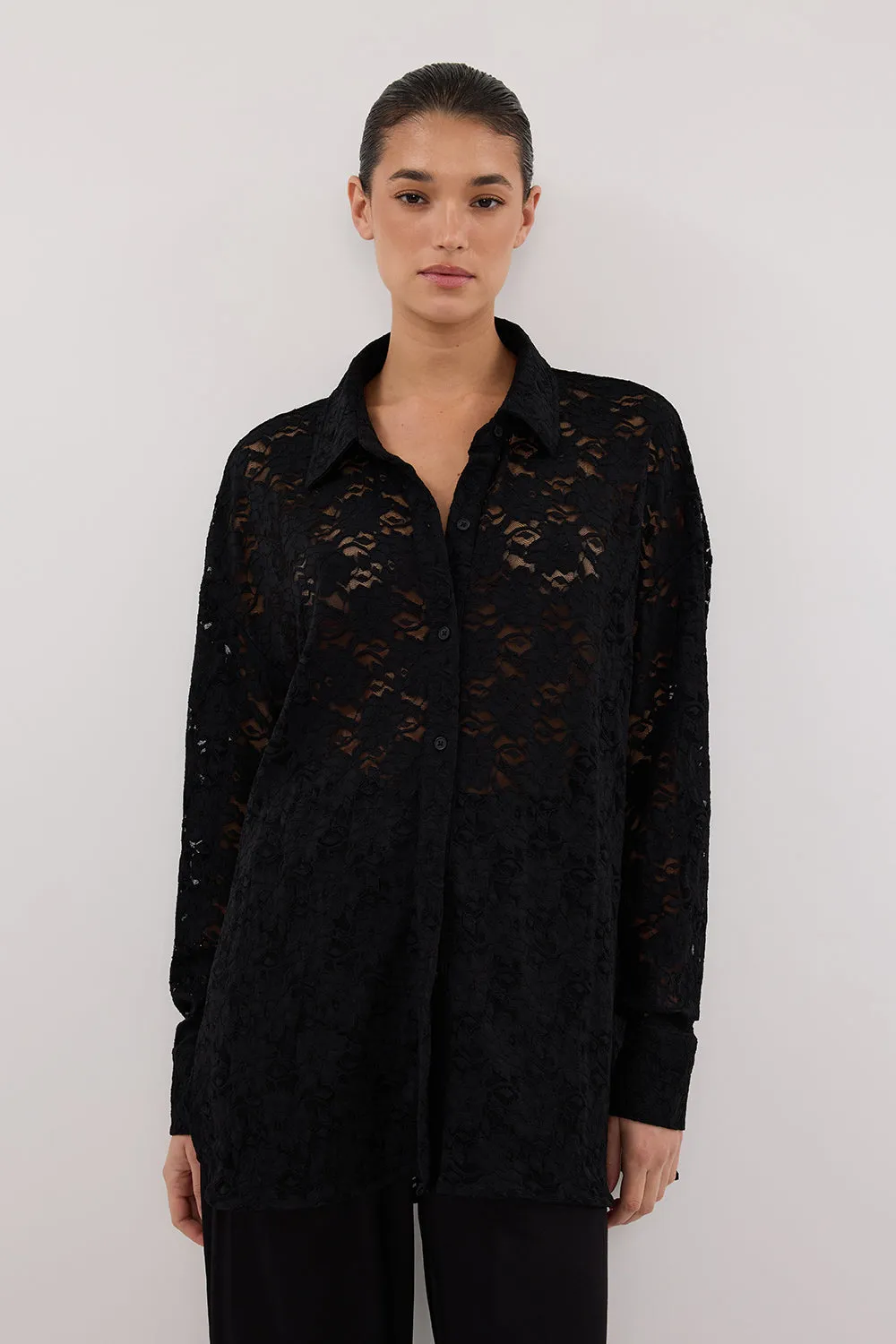 Dissh LOULA BLACK LACE LONG SLEEVE SHIRT
