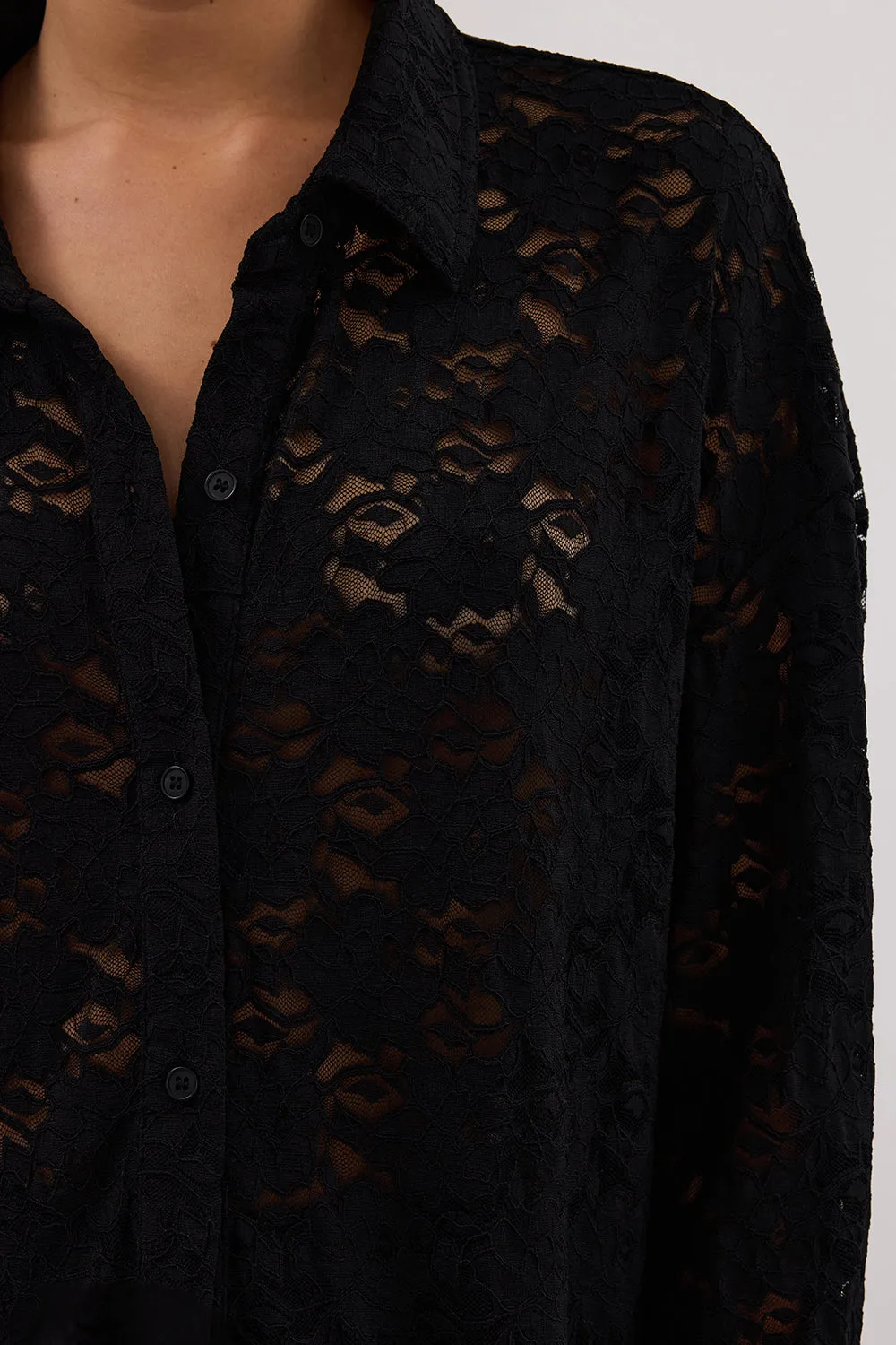 Dissh LOULA BLACK LACE LONG SLEEVE SHIRT