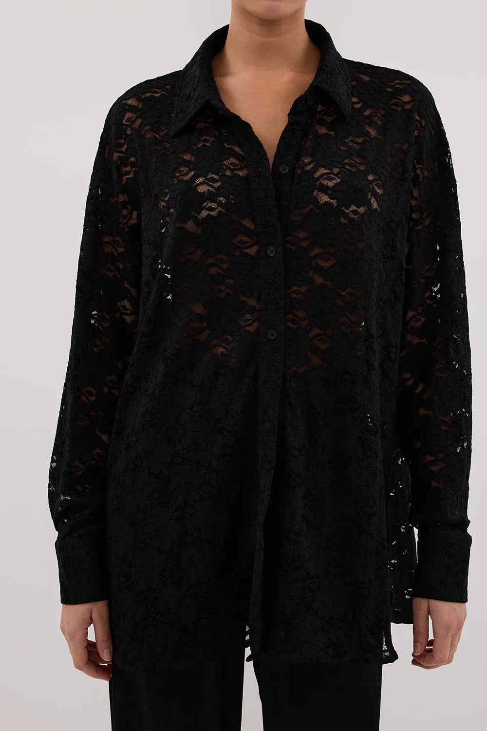 Dissh LOULA BLACK LACE LONG SLEEVE SHIRT