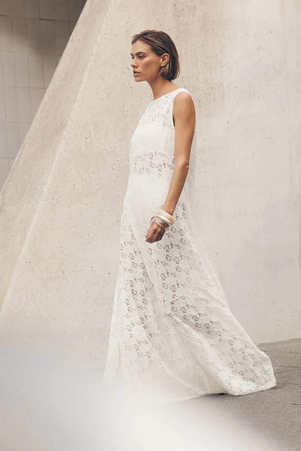 Dissh LOULA WHITE LACE MIDI DRESS