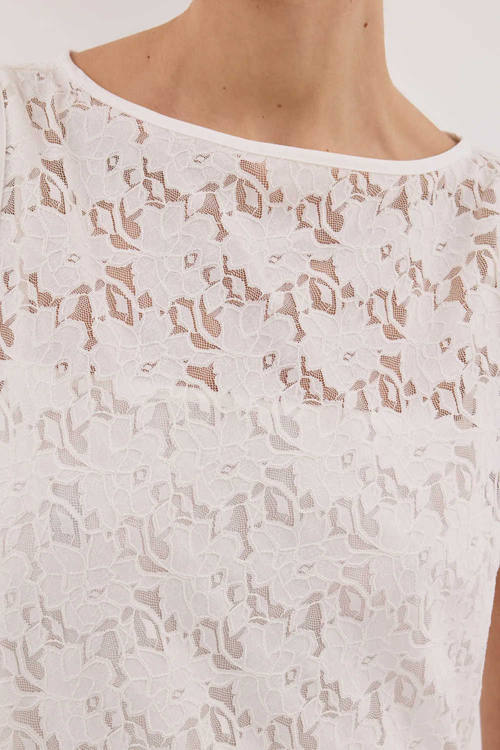 Dissh LOULA WHITE LACE MIDI DRESS