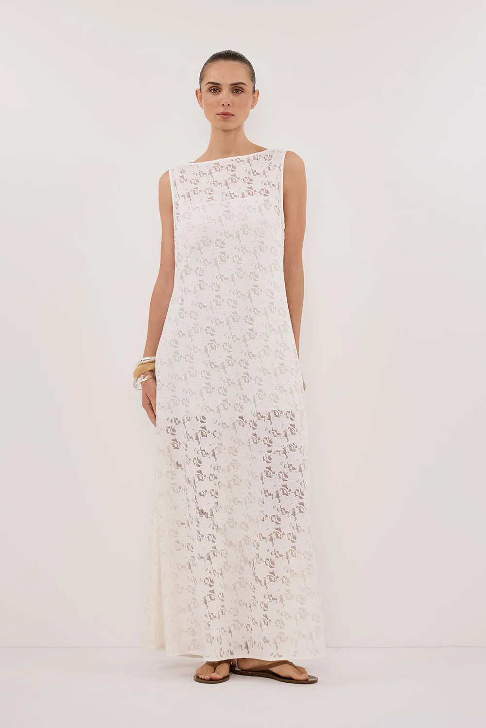 Dissh LOULA WHITE LACE MIDI DRESS