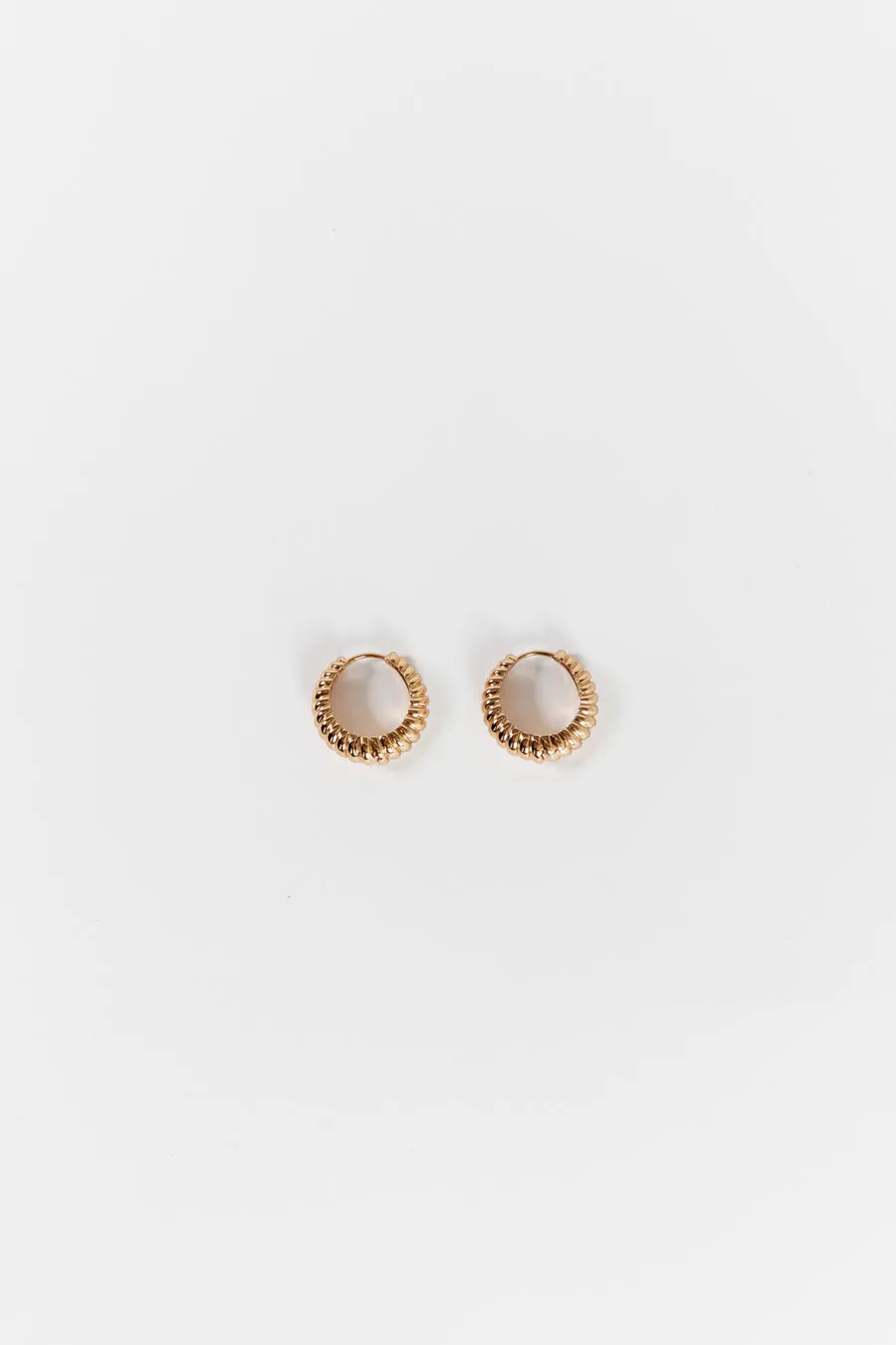 Dissh LUV AJ RIDGED MARABELLA GOLD HOOP EARRINGS
