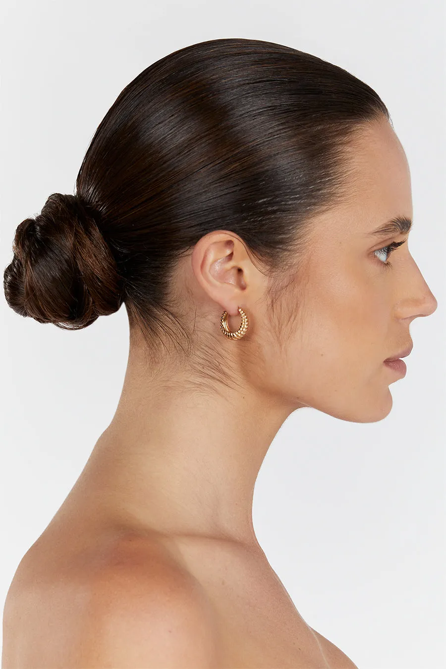 Dissh LUV AJ RIDGED MARABELLA GOLD HOOP EARRINGS