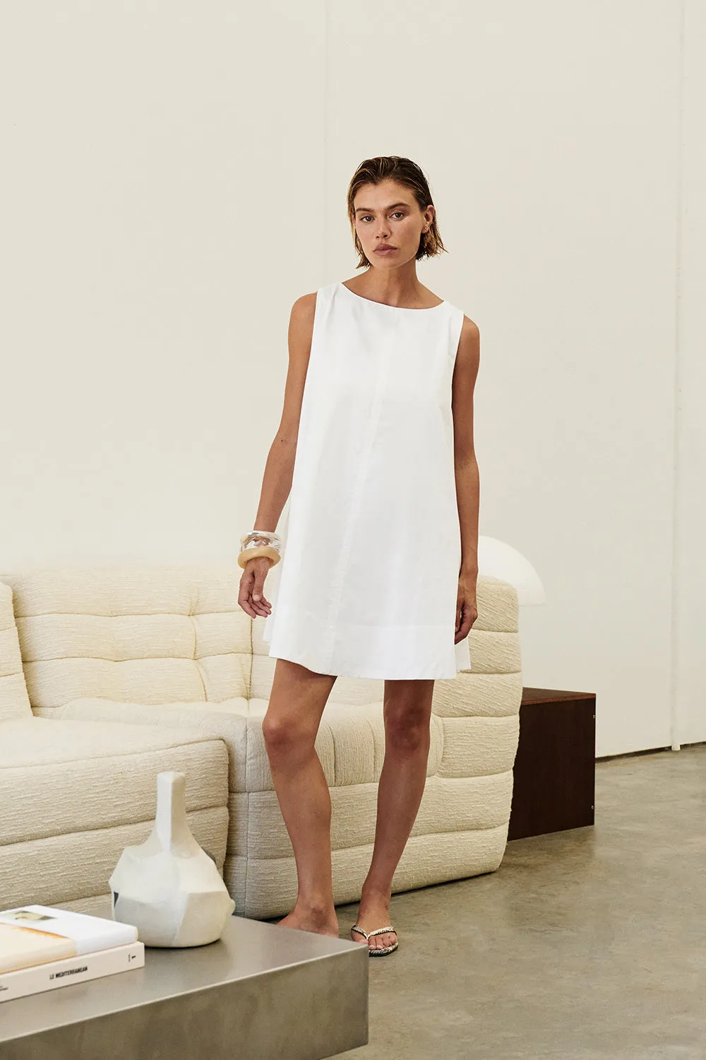 Dissh MAISIE WHITE POPLIN MINI DRESS
