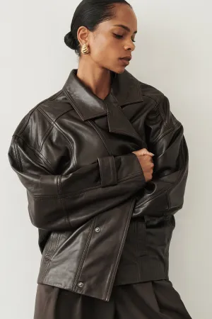 Dissh MARGOT CHOC LEATHER JACKET