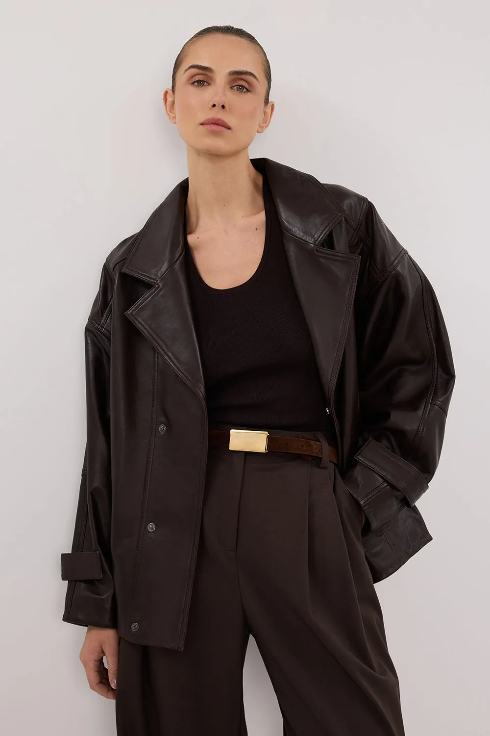 Dissh MARGOT CHOC LEATHER JACKET