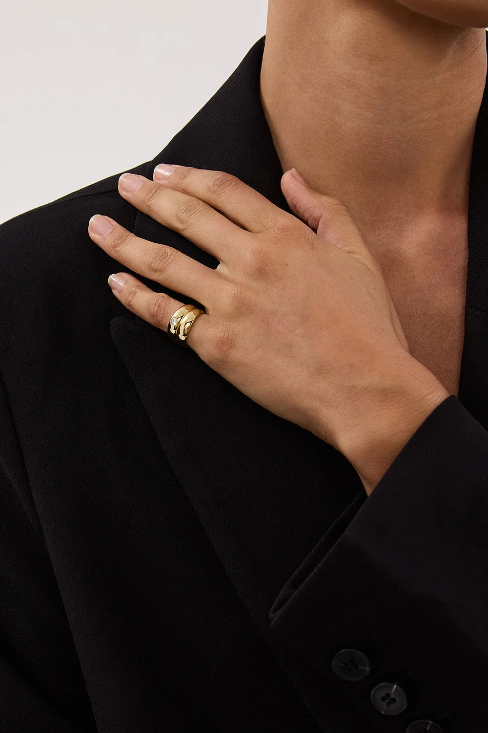 Dissh MÉGA DOUBLE STACK GOLD PINKY RING