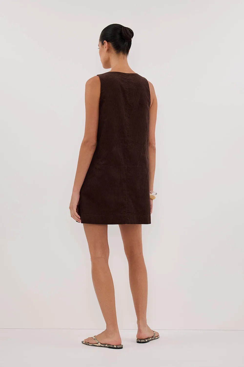 Dissh MILA CHOC COTTON CORDUROY MINI DRESS