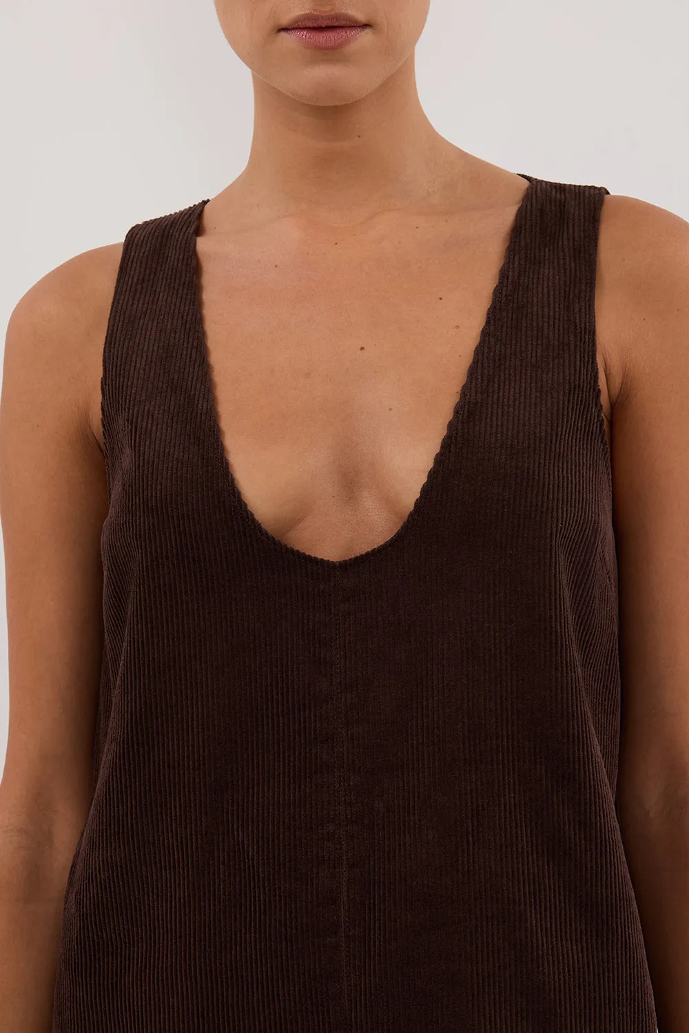 Dissh MILA CHOC COTTON CORDUROY MINI DRESS