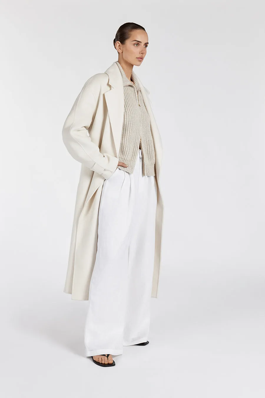 Dissh MILES CREAM WOOL WRAP COAT