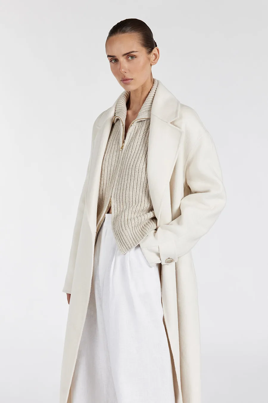 Dissh MILES CREAM WOOL WRAP COAT