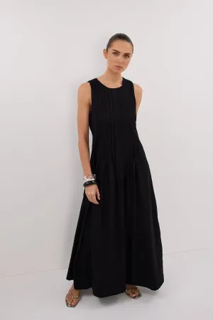 Dissh MILO BLACK LINEN BLEND MIDI DRESS