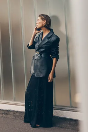 Dissh MONTY BLACK FAUX LEATHER BLAZER