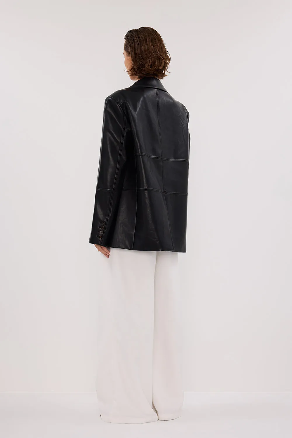 Dissh MONTY BLACK FAUX LEATHER BLAZER