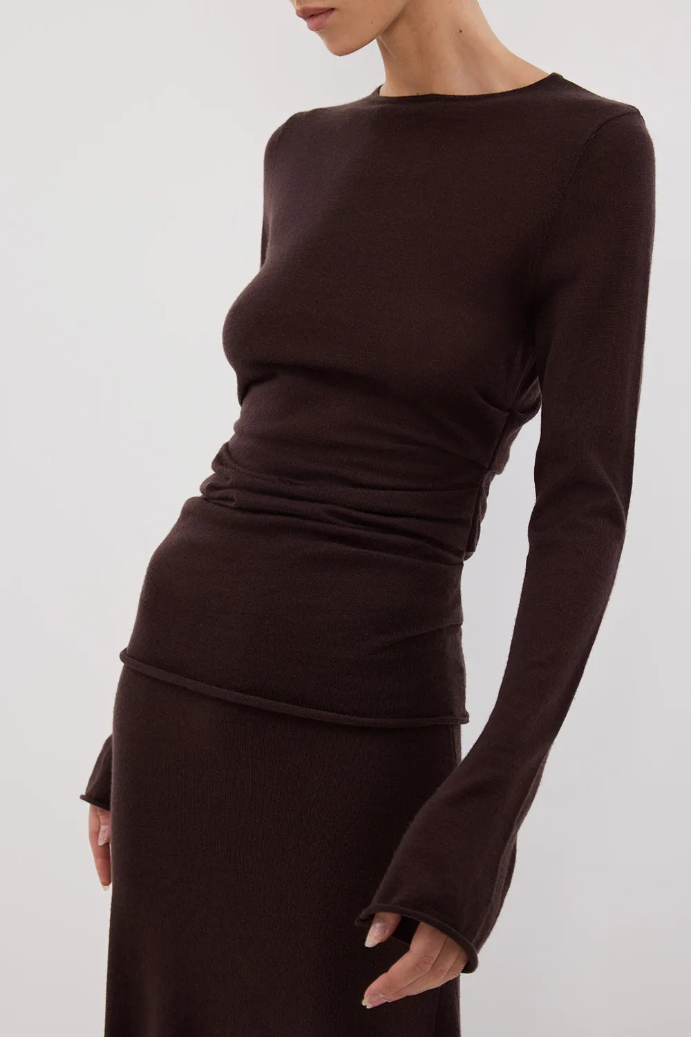 Dissh NICO BITTER CHOC MERINO KNIT TOP