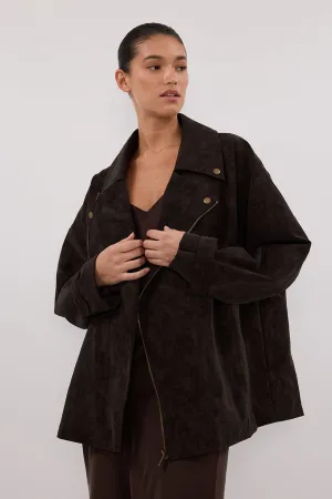 Dissh OAKLAND CHOC OVERSIZED FAUX SUEDE JACKET