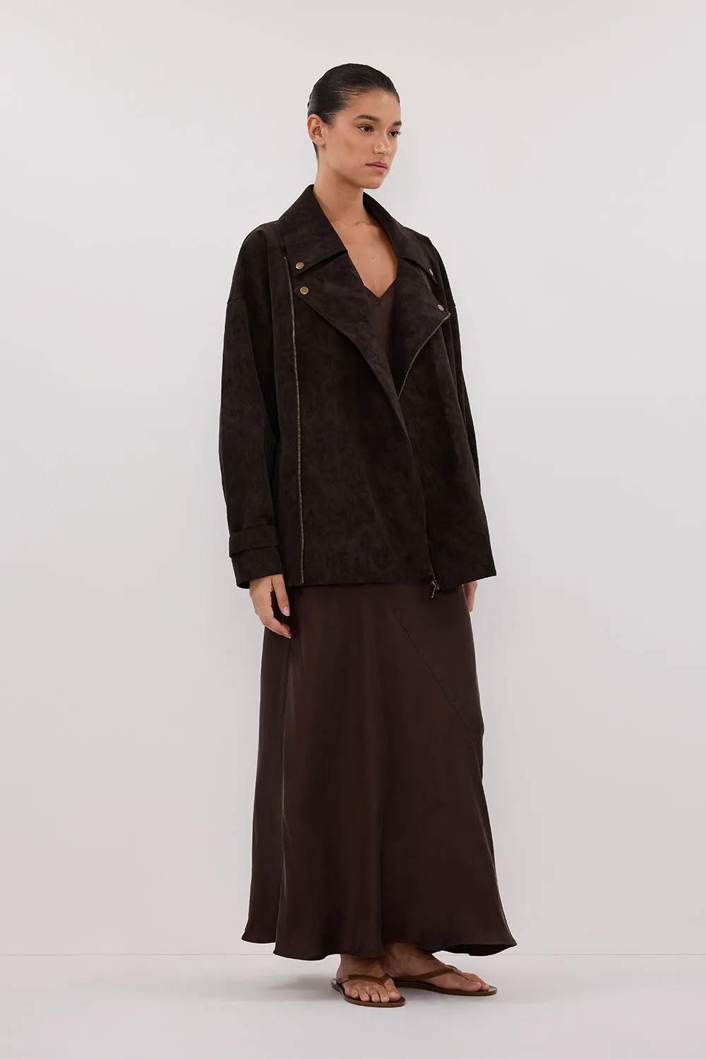Dissh OAKLAND CHOC OVERSIZED FAUX SUEDE JACKET