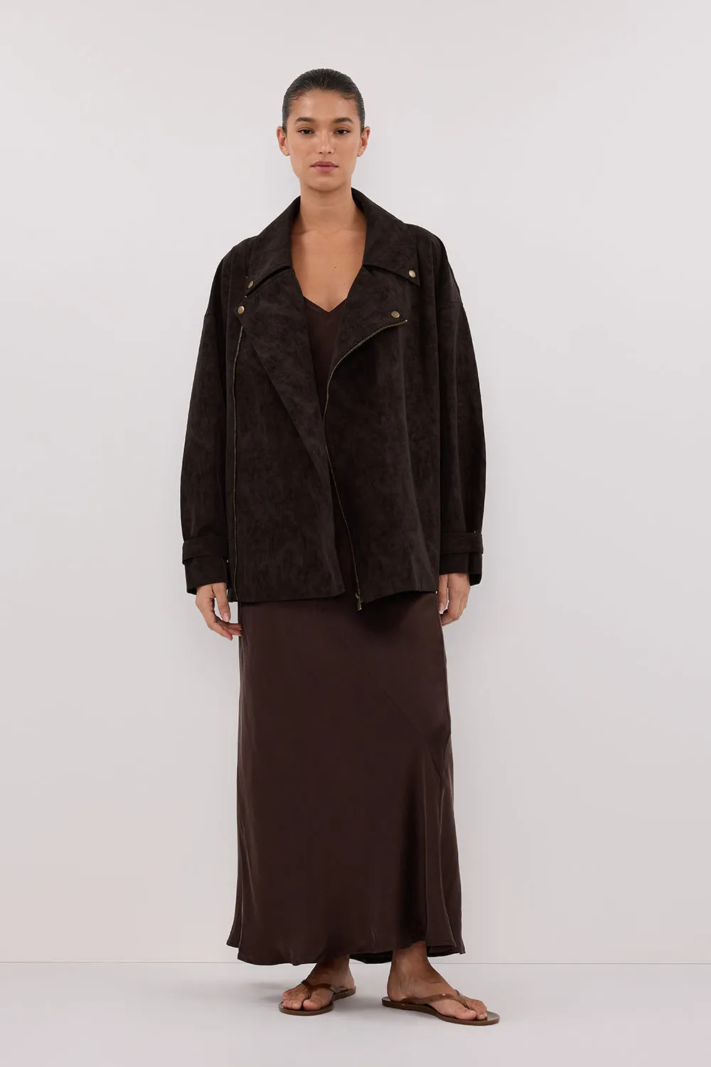 Dissh OAKLAND CHOC OVERSIZED FAUX SUEDE JACKET