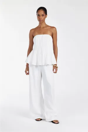 Dissh PAIGE WHITE LINEN BLEND STRAPLESS TOP