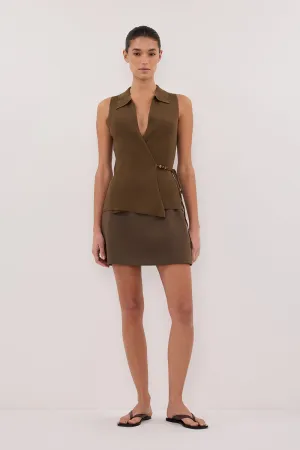 Dissh PAULA OLIVE WRAP KNIT TOP