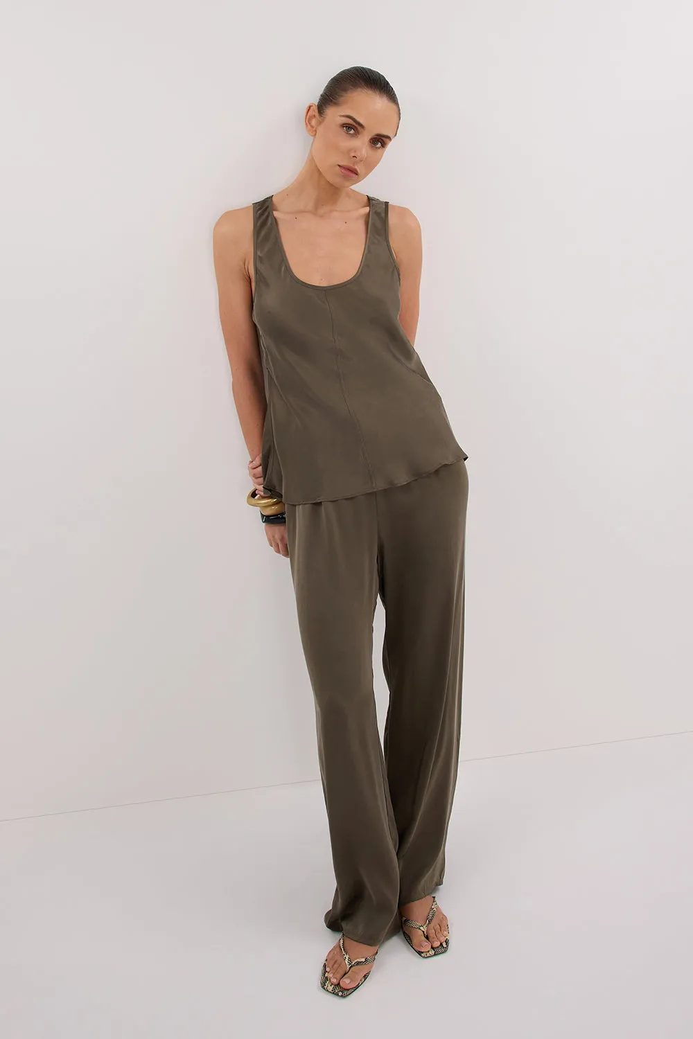 Dissh PERCY OLIVE SILK PANT