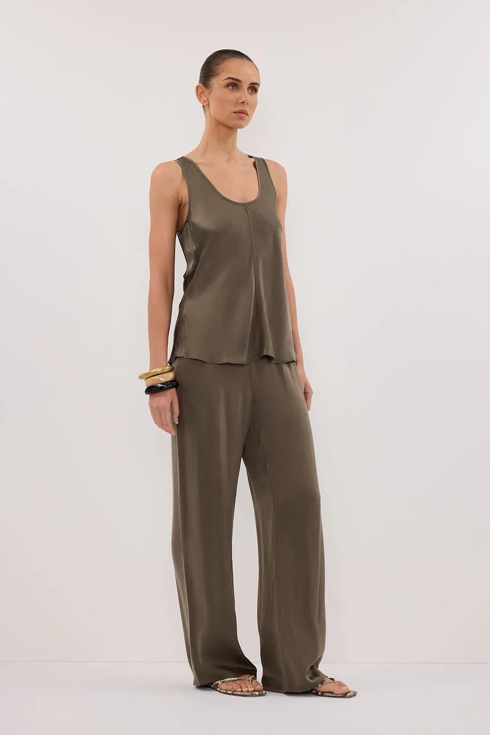 Dissh PERCY OLIVE SILK PANT