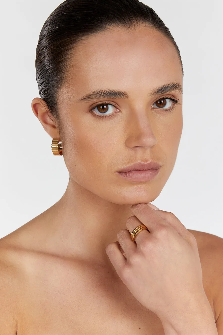 Dissh PORTER TRIPLE WAVE GOLD RING SET