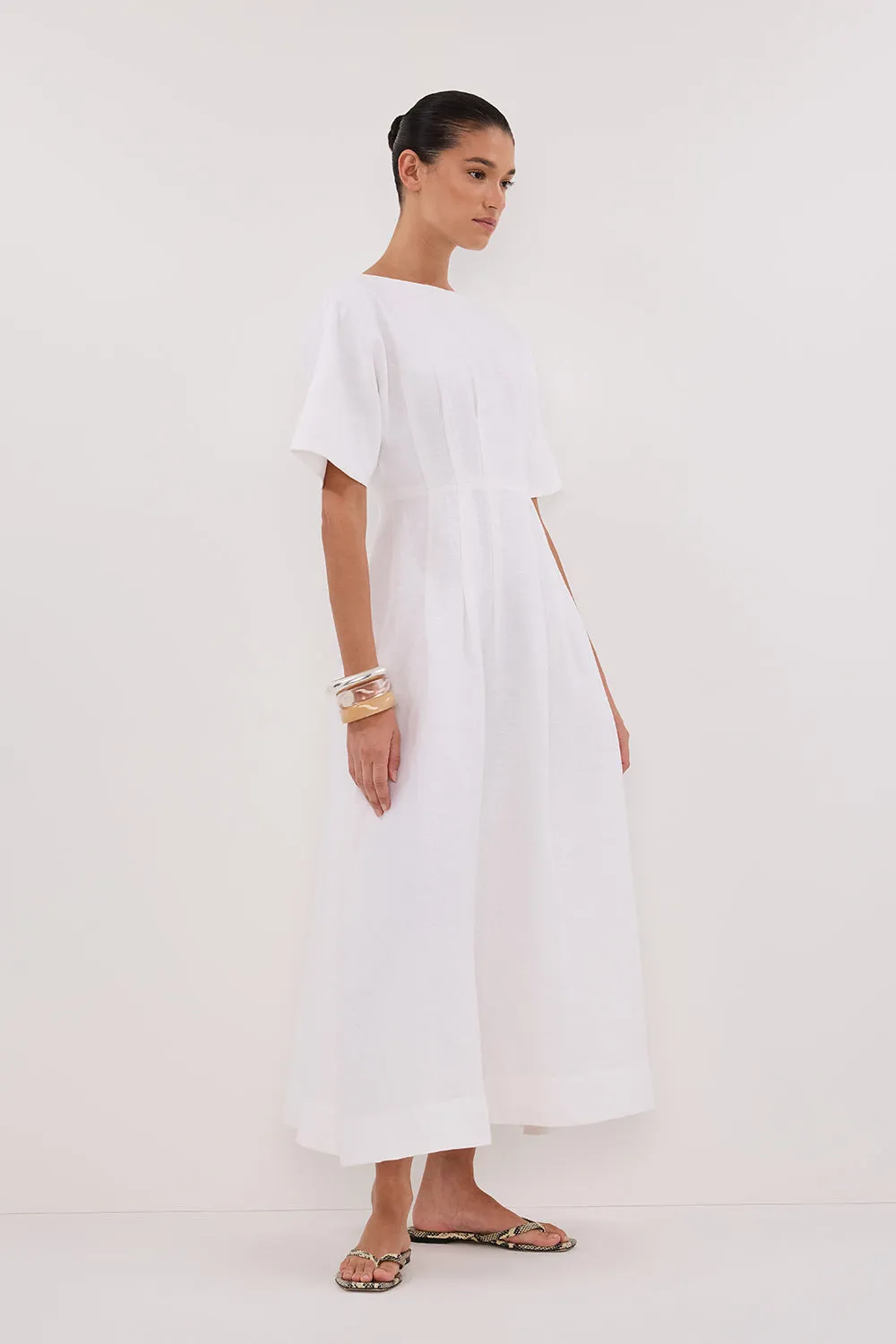 Dissh RAF OFF WHITE BOATNECK MIDI DRESS
