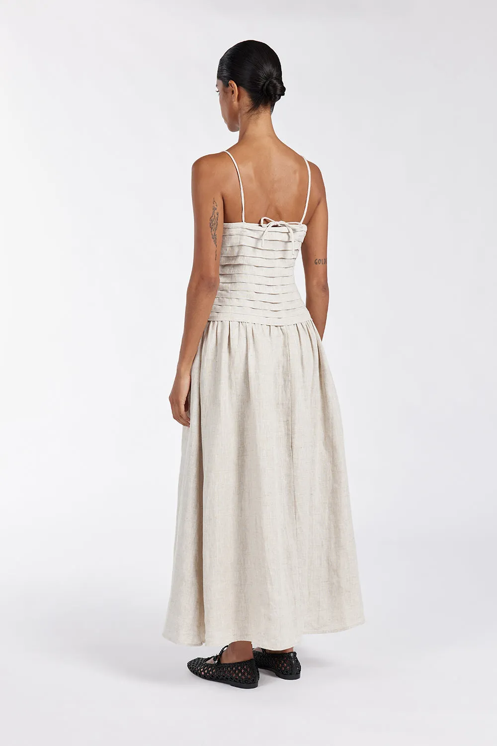 Dissh REECE NATURAL LINEN MIDI DRESS