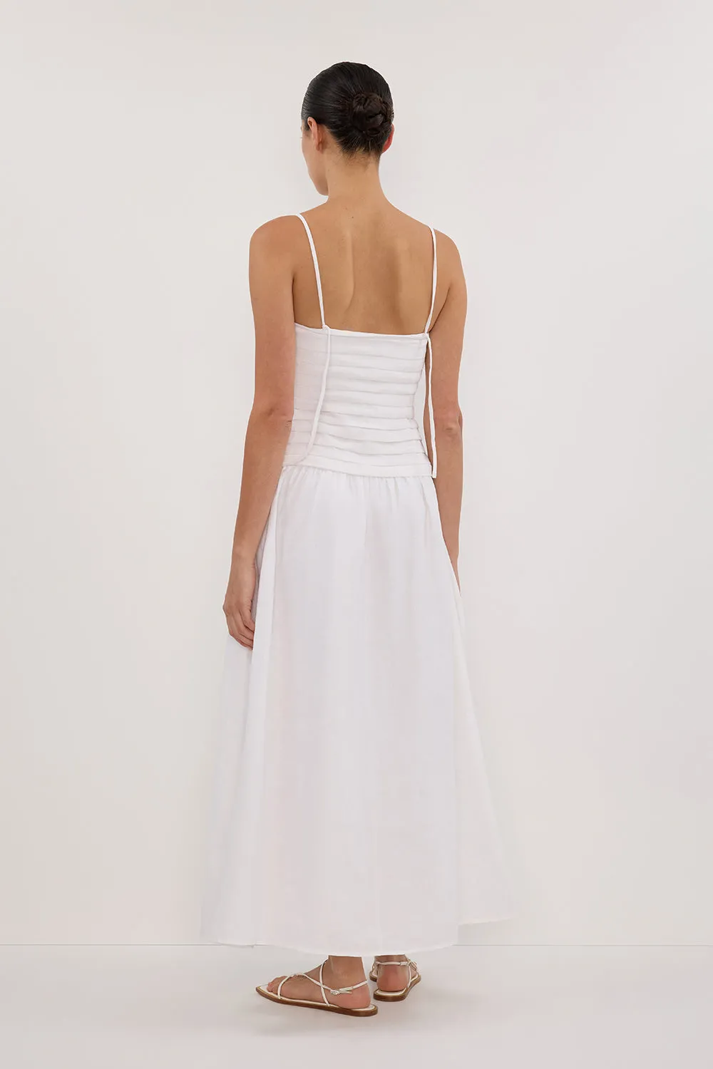 Dissh REECE WHITE LINEN MIDI DRESS
