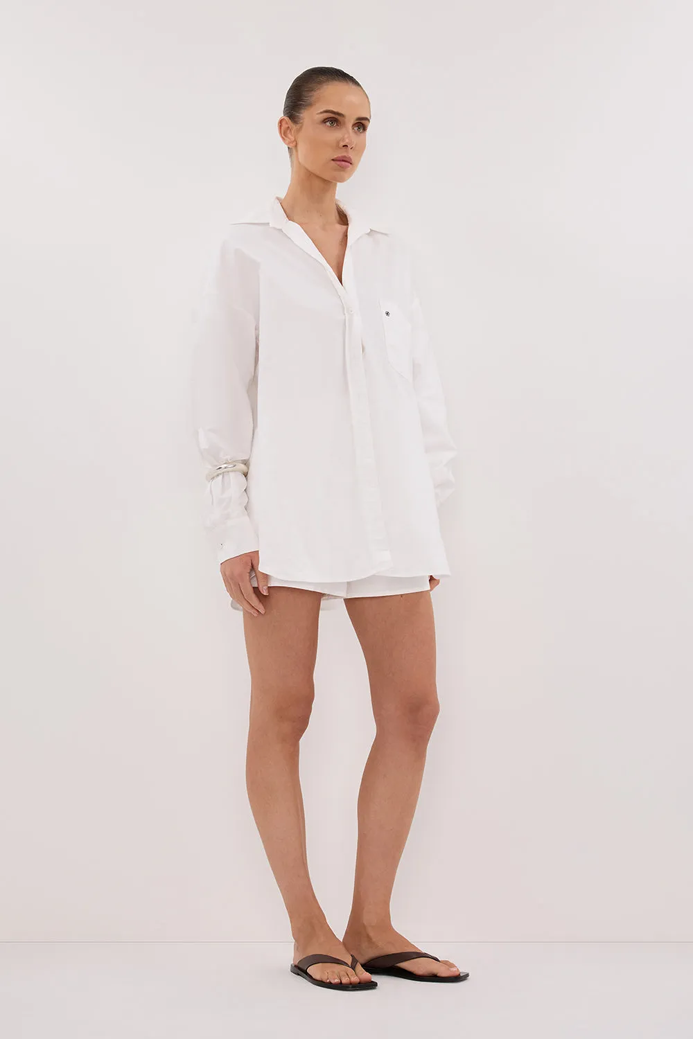 Dissh RHEA WHITE OVERSIZED COTTON SHIRT