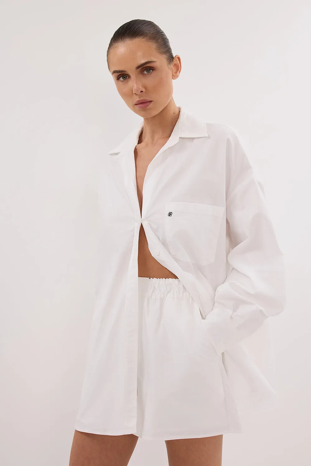 Dissh RHEA WHITE OVERSIZED COTTON SHIRT