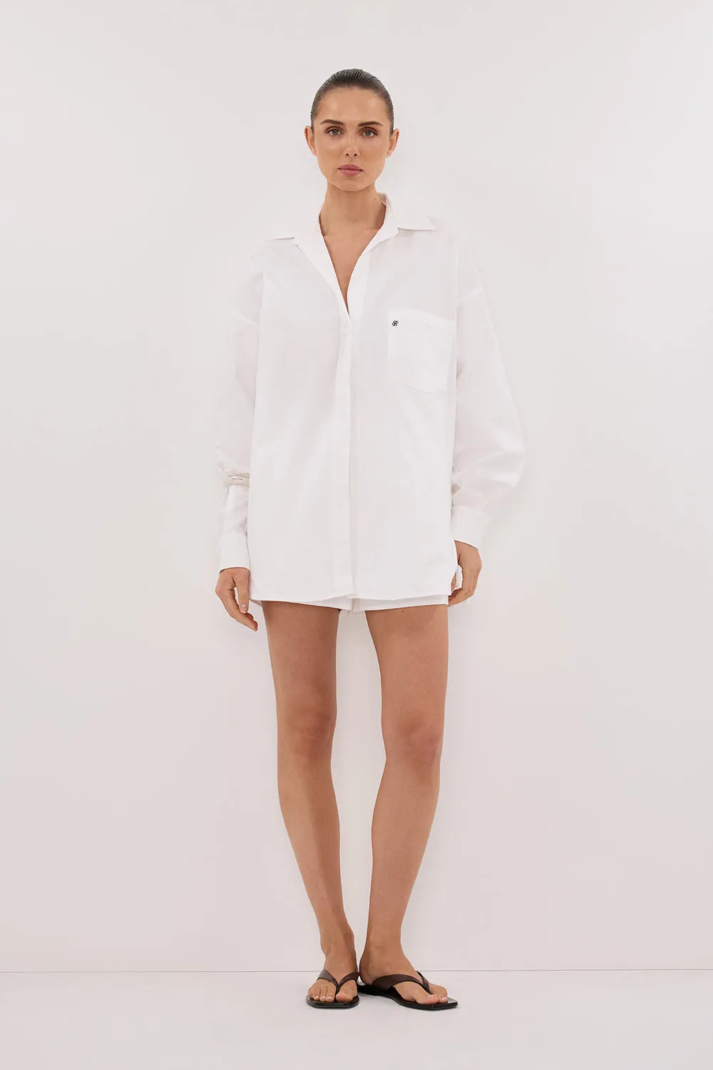 Dissh RHEA WHITE OVERSIZED COTTON SHIRT