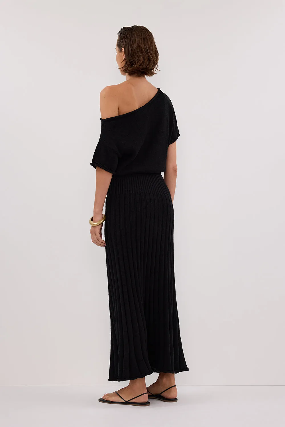 Dissh RICK BLACK ASYM KNIT MIDI DRESS