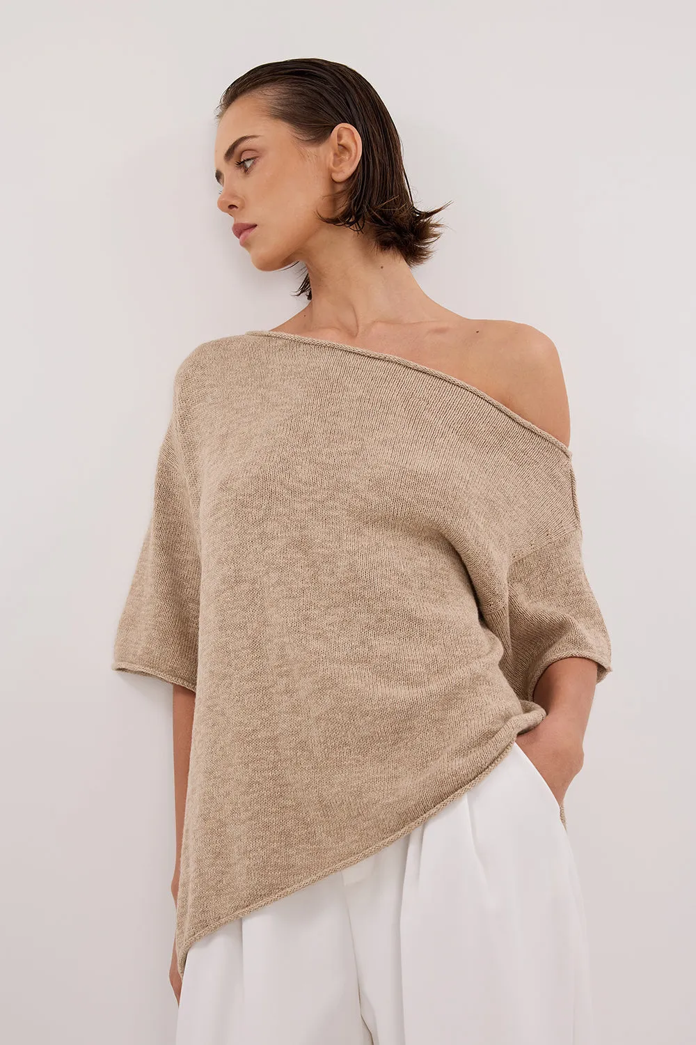 Dissh RICK NATURAL ASYM KNIT TOP