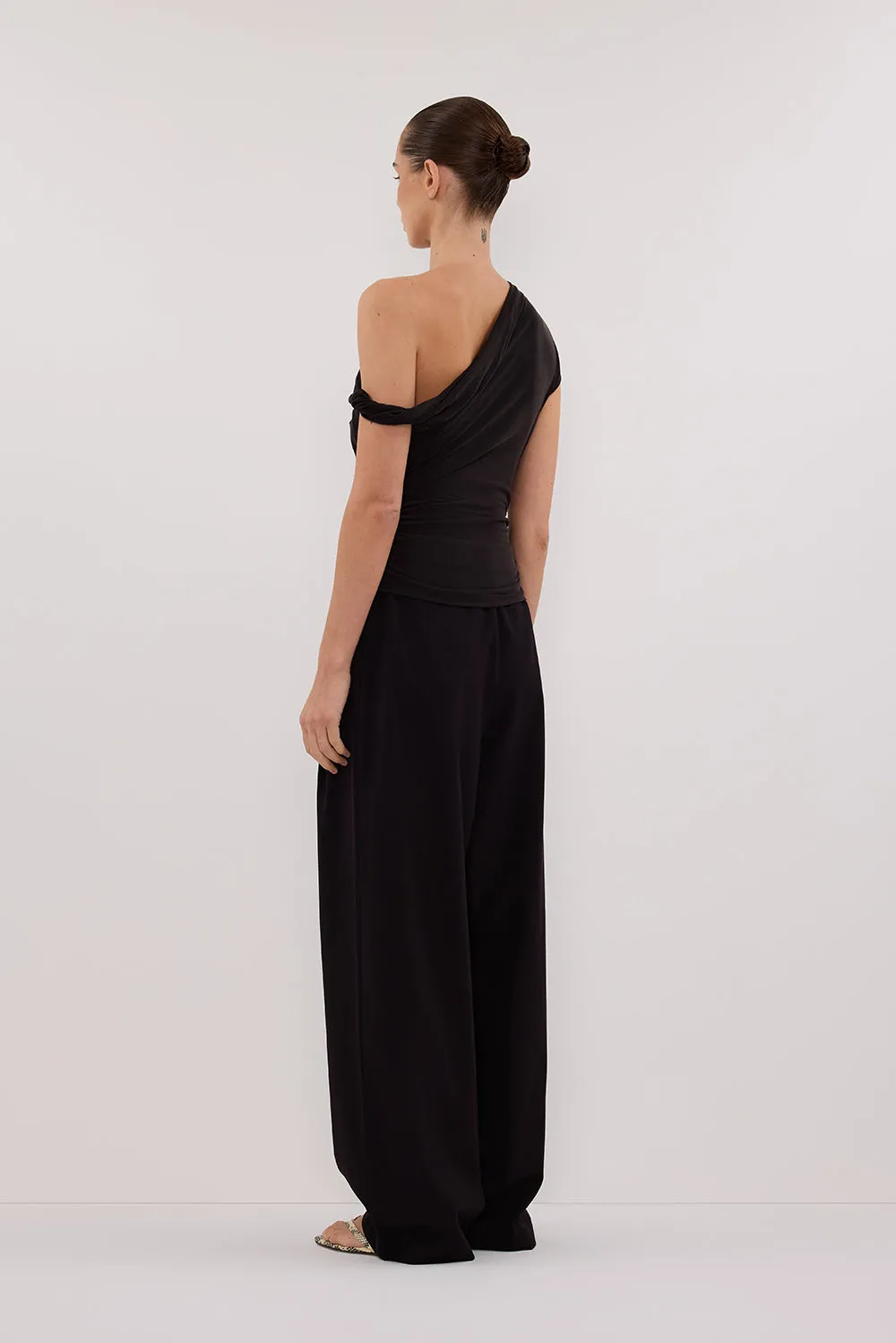 Dissh RIO WASHED BLACK DRAPED TWIST KNIT TOP